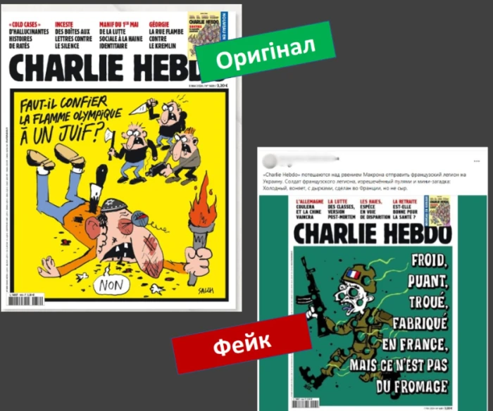 Черговий фейк про французький журнал «Charlie Hebdo»: російська пропаганда знову атакує Макрона