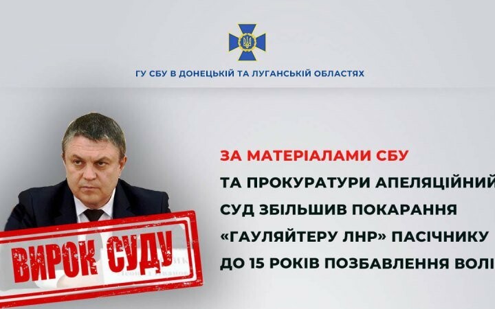 Гауляйтеру "ЛНР" Пасічнику заочно присудили 15 років в’язниці з конфіскацією майна